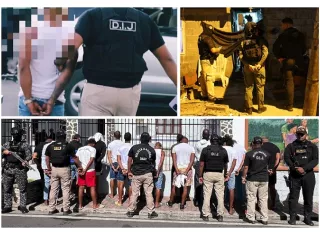 18 de las 19 personas que fueron aprehendidas son presuntos integrantes de esta estructura pandilleril.  /  Fotos: PN