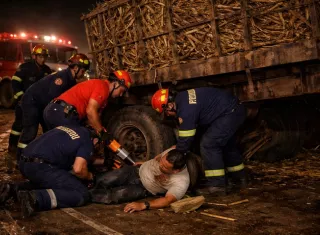 Al sitio acudieron equipos de rescate del Benemérito Cuerpo de Bomberos.   /  Imagen ilustrativa generada con IA: Eric MOntenegro