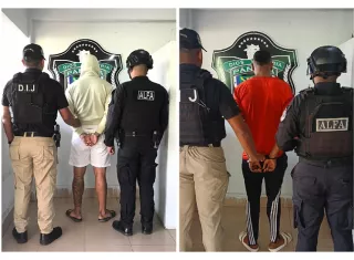 La captura de los dos presuntos responsables se concretó durante una diligencia de allanamiento.  /  Foto: PN