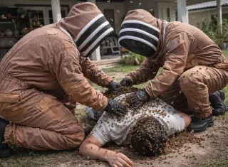 La persona fue atacada por un enjambre de abejas.  /  Imagen ilustrativa: IA Copilot