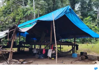 En el lugar también fue ubicado y desmantelado un campamento improvisado, donde se hallaron herramientas utilizadas para la extracción ilegal de minerales.
