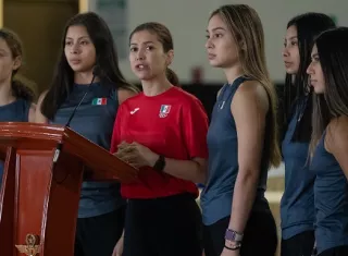 Las integrantes de la selección mexicana de gimnasia rítmica. Foto: EFE