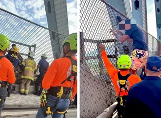 El hombre fue rescatado sano y salvo.  /  Foto: Bomberos