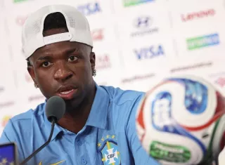 Vinícius Jr. en la conferencia de prensa previa al partido de este sábado ante Marruecos. Foto: EFE