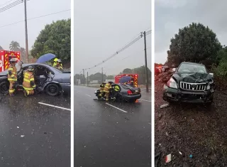 En el hecho de tránsito se vieron involucrados un sedán de color gris y una camioneta Prado.  /  Fotos: BCBRP