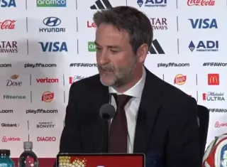 El técnico de Panamá, Thomas Christiansen, durante la conferencia de prensa. 