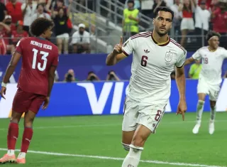 Mikel Merino después de anotar el gol que le dio el triunfo a España sobre Portugal. Foto: EFE