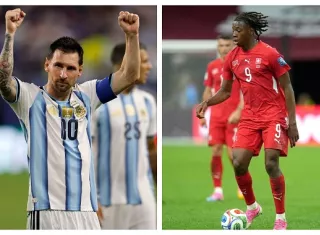 Lionel Messi, de Argentina y Johan Manzambi, de Suiza.