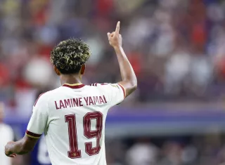 Lamine Yamal, en la semifinal ante Francia. EFE/ Carlos Ramírez