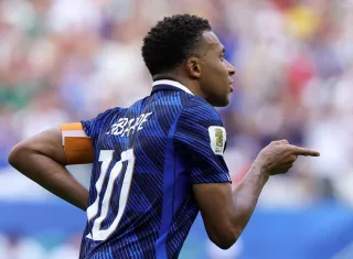 Kylian Mbappe de Francia celebra marcar el gol del 3-4. /Foto: EFE