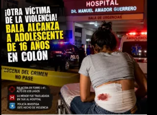 La joven fue trasladada de urgencia al Hospital Manuel Amador Guerrero, donde posteriormente falleció, 