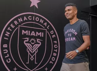 Casemiro durante su presentación oficial con el Inter Miami. Foto: EFE
