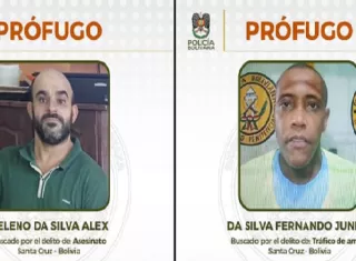 La Policía publicó en sus redes sociales los retratos de Alex Heleno Da Silva, detenido por asesinato, y Junior Da Silva Fernando, quien cumplía reclusión por una acusación de supuesto tráfico de armas. Foto. Policía de Bolivia