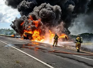 Unidades del Cuerpo de Bomberos atienden la emergencia.  /  Foto: BCBRP
