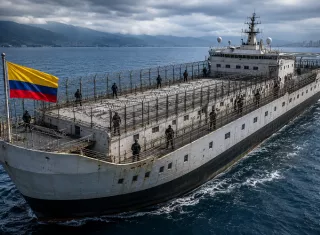 Colombia evalúa utilizar buques cárcel para aislar a los grandes capos. Imagen: IA