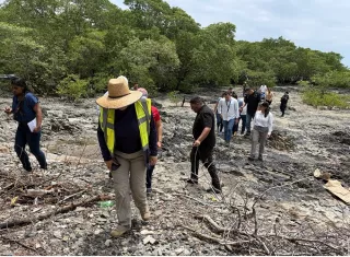 En tanto, Eduardo A. Castillo, director administrativo de la Autoridad de Aseo, se comprometió a colaborar en la solución del problema en Playa Chiquita, calificándolo de "muy serio" debido a la contaminación de los manglares. Foto. Eric Montenegro