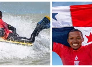 El surfista Edwin Núñez conquistó la medalla de oro en el bodyboard masculino de los Juegos Suramericanos. Foto: FPF