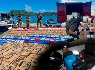En total decomisaron 1.21 toneladas de droga en menos de 8 horas.  /  Fotocomposición con IA / PN