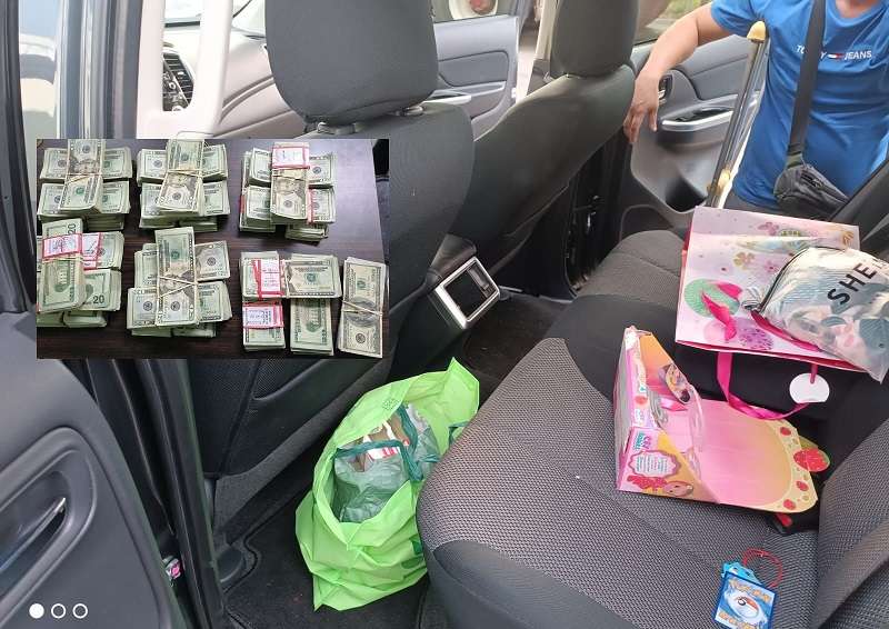 El dinero estaba en una bolsa plástica, en el asiento trasero de un vehículo.