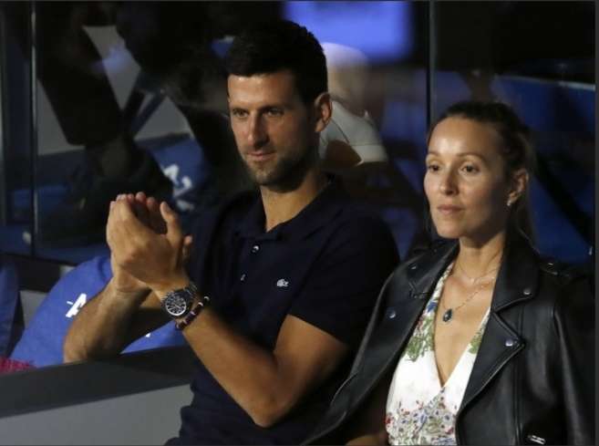 Novak Djokovic y su esposa. 