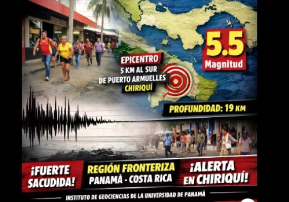 ¡Sacudida en la frontera! Sismo 5.5 estremece Puerto Armuelles