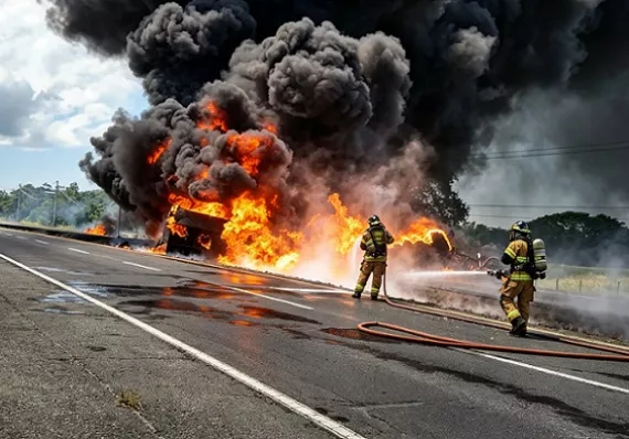Camión cisterna explota y se incendia en vía Interamericana, Antón