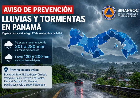 Lluvias fuertes y tormentas pondrán en alerta a Panamá hasta el domingo