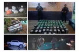 Persecución, balacera y decomiso de droga en Los Santos
