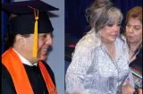 Verónica Castro reaparece con oxígeno en la graduación de su hijo Cristian