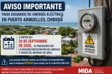 Desconectarán suministro eléctrico a usuarios de Puerto Armuelles desde el 30