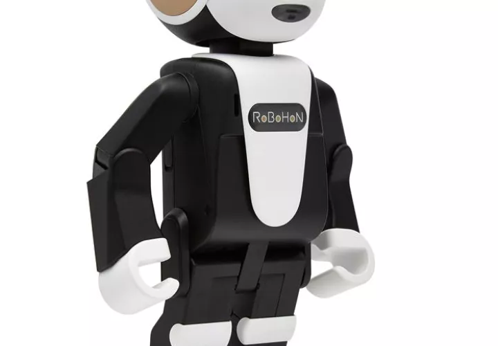 Fotografía facilitada por Sharp Robohon del primer móvil robótico, "Robohon", un robot de bolsillo entre cuyas funciones se encuentran la de caminar o bailar, y que además sirve de teléfono inteligente.  /  EFE