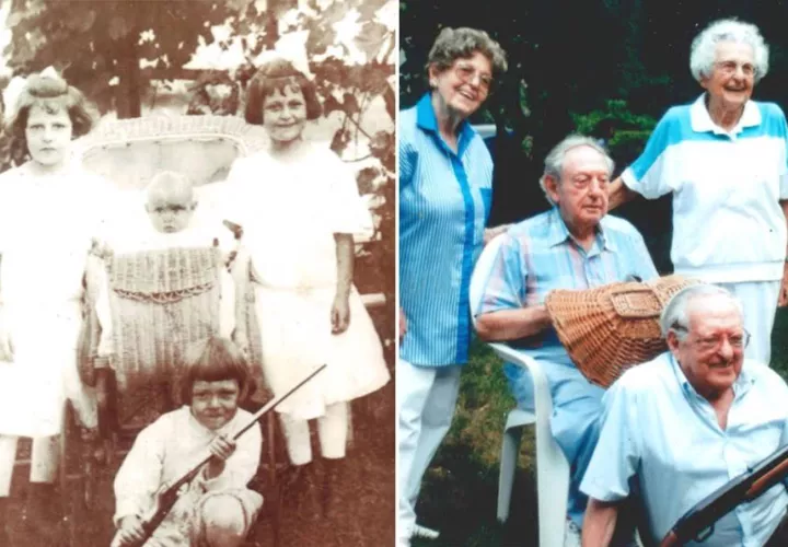 Los hermanos Kahn, en la década de 1910 y en el año 2000. COLECCIÓN FAMILIAR.