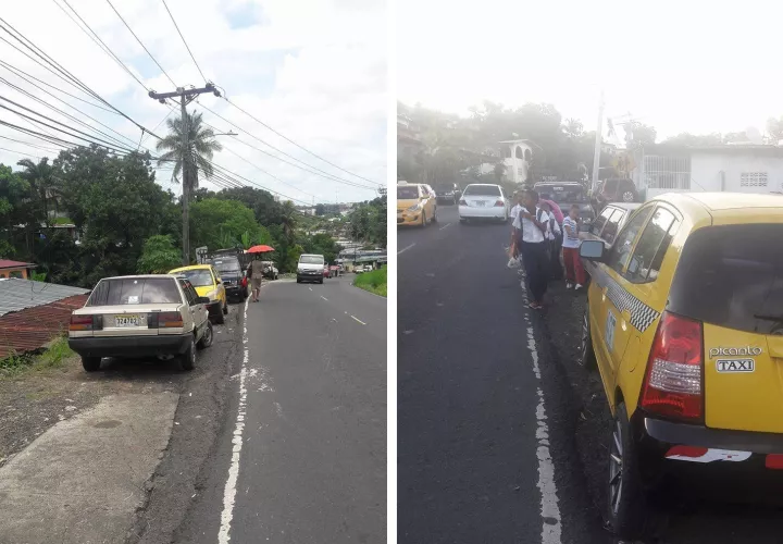 Los vehículos obstruyen el paso de peatones.  /  Foto: WhatsAppCri