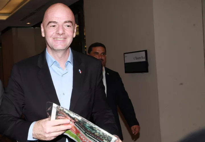 El Presidente de la FIFA, Gianni Infantino durante su visita en Panamá. Foto: Anayansi Gamez