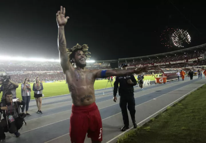 Román “Mazinger” Torres celebra la clasificación al Mundial de Rusia, luego de anotar el gol del triunfo (2-1) sobre Costa Rica. Anayansi Gamez
