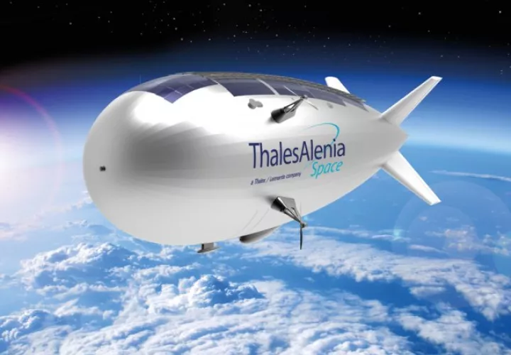 Recreación de como sería el Stratobus a tamaño real. Imagen cedida por Thales Alenia/EFE