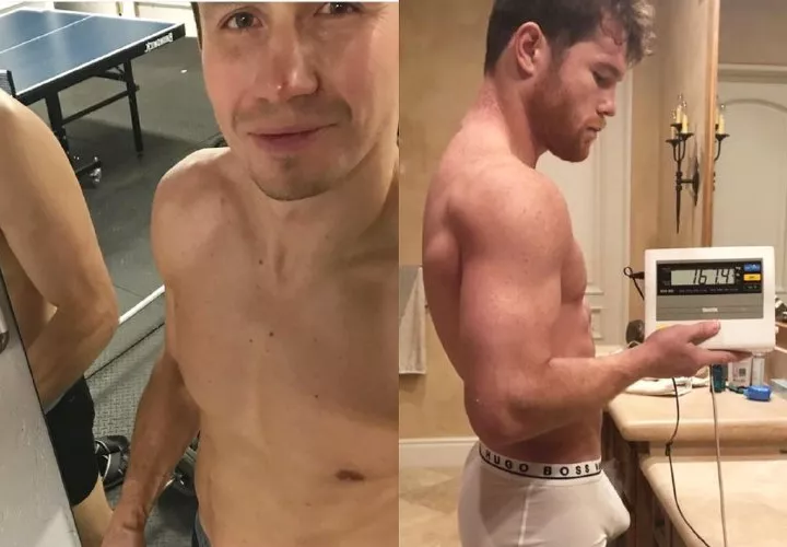 Gennady Golovkin (izq.) y Saúl “Canelo” Álvarez realizaron sus prepesajes en sus respectivos campamentos. Foto: CMB