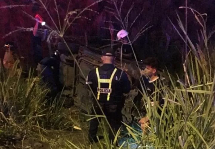 Vista general del accidente en Santiago, Veraguas. Foto: @TraficoCPanama