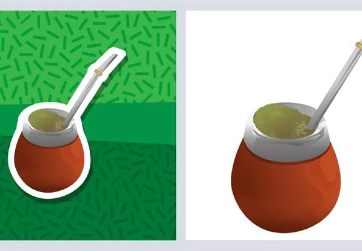 Combo de dos imágenes cedidas donde se ve el primer emoji del mate. EFE/Equipo creador del emoji