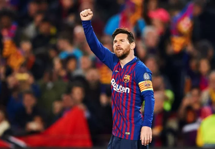 El delantero Leo Messi celebra sus goles ante el Manchester United en los cuartos de final de la Liga de Campeones. Foto: EFE