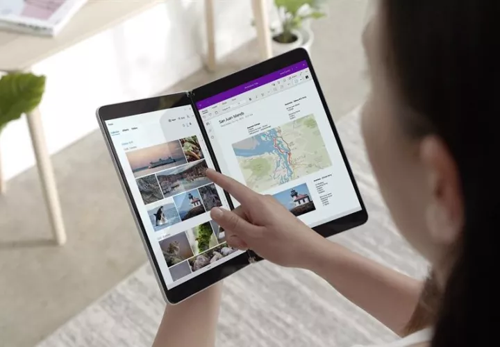El nuevo Suface Neo, es una tableta con sistema operativo Windows 10 X que consta de dos pantallas de 9 pulgadas y teclado magnético integrable, y que saldrán al mercado a finales de 2020. EFE