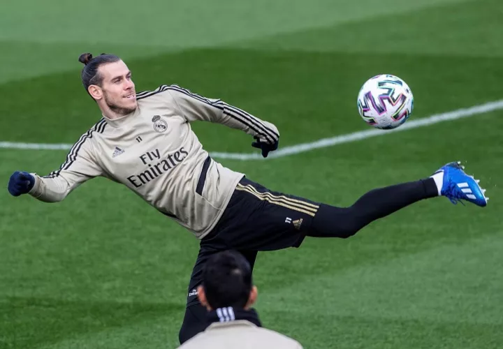 El delantero galés del Real Madrid Gareth Bale, durante el entrenamiento. Foto: EFE