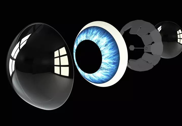 Piezas de lente inteligente MojoLens. Foto: EFE/Mojo Vision.