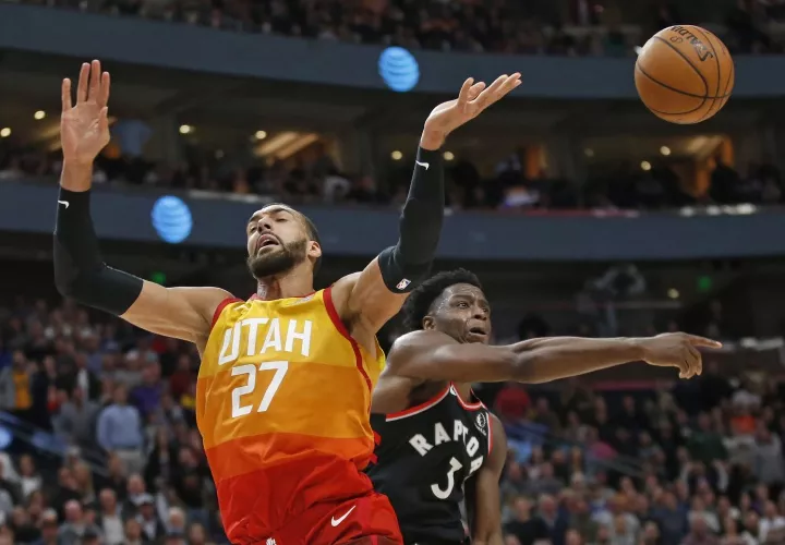 Rudy Gobert durante el partido del 9 de marzo ante los Raptors. Los otros rivales de Utah desde principo de mes fueron Boston, Nueva York, Detroit y Cleveland Foto@AP