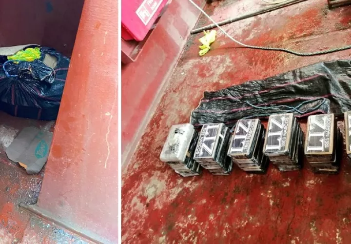 Los paquetes de droga estaban camuflados en un plástico negro y tapados con planchas de cartón comprimido.