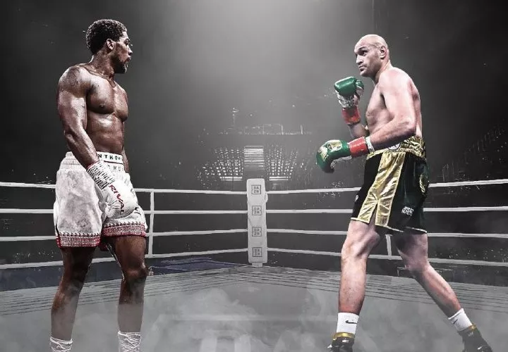 Anthony Joshua (i) y Tyson Fury. Foto: AP