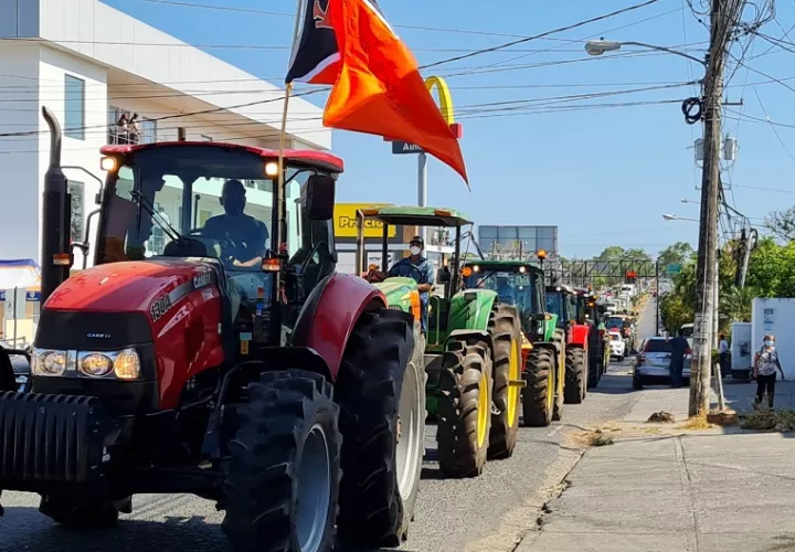 productores estacionaron en el paseo Carlos N. López, frente a la gobernación de la provincia.