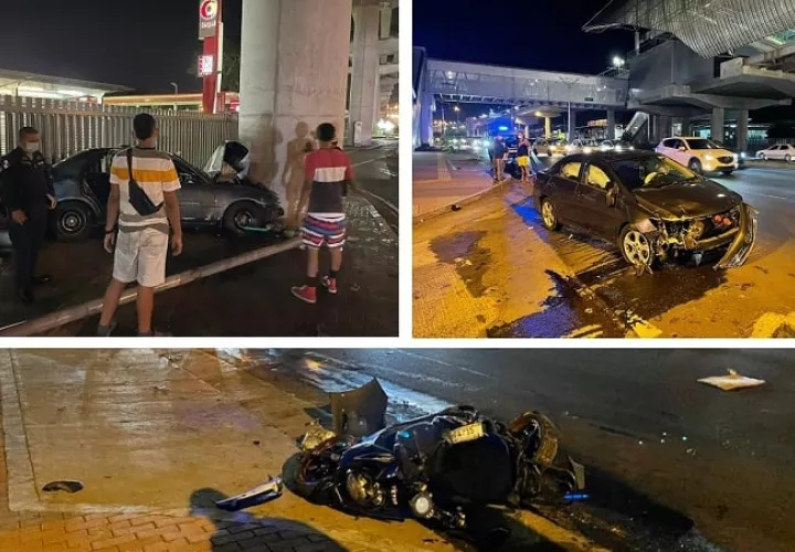 Los dos vehículos y la motos quedaron con serios daños en sus carrocerías.