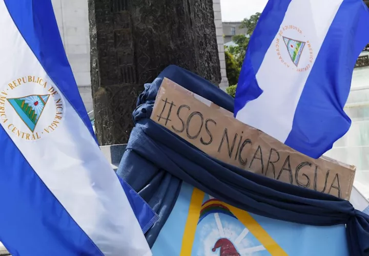 Vista de una protesta de nicaragüenses en Washington, en una fotografía de archivo.. EFE