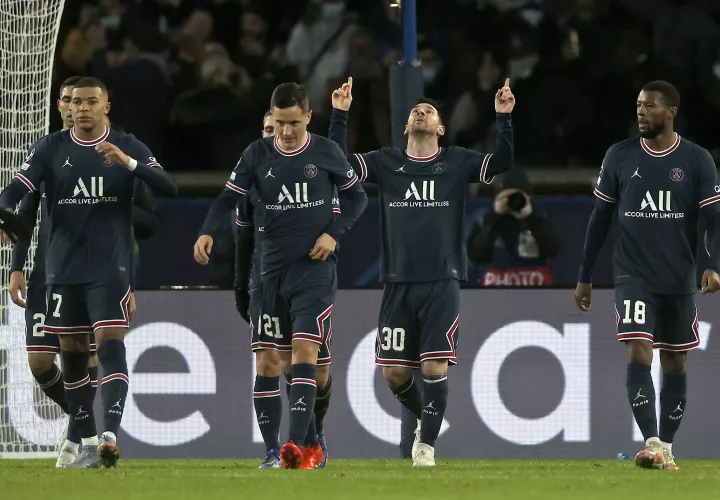 Festejo del primer gol de Lionel Messi.